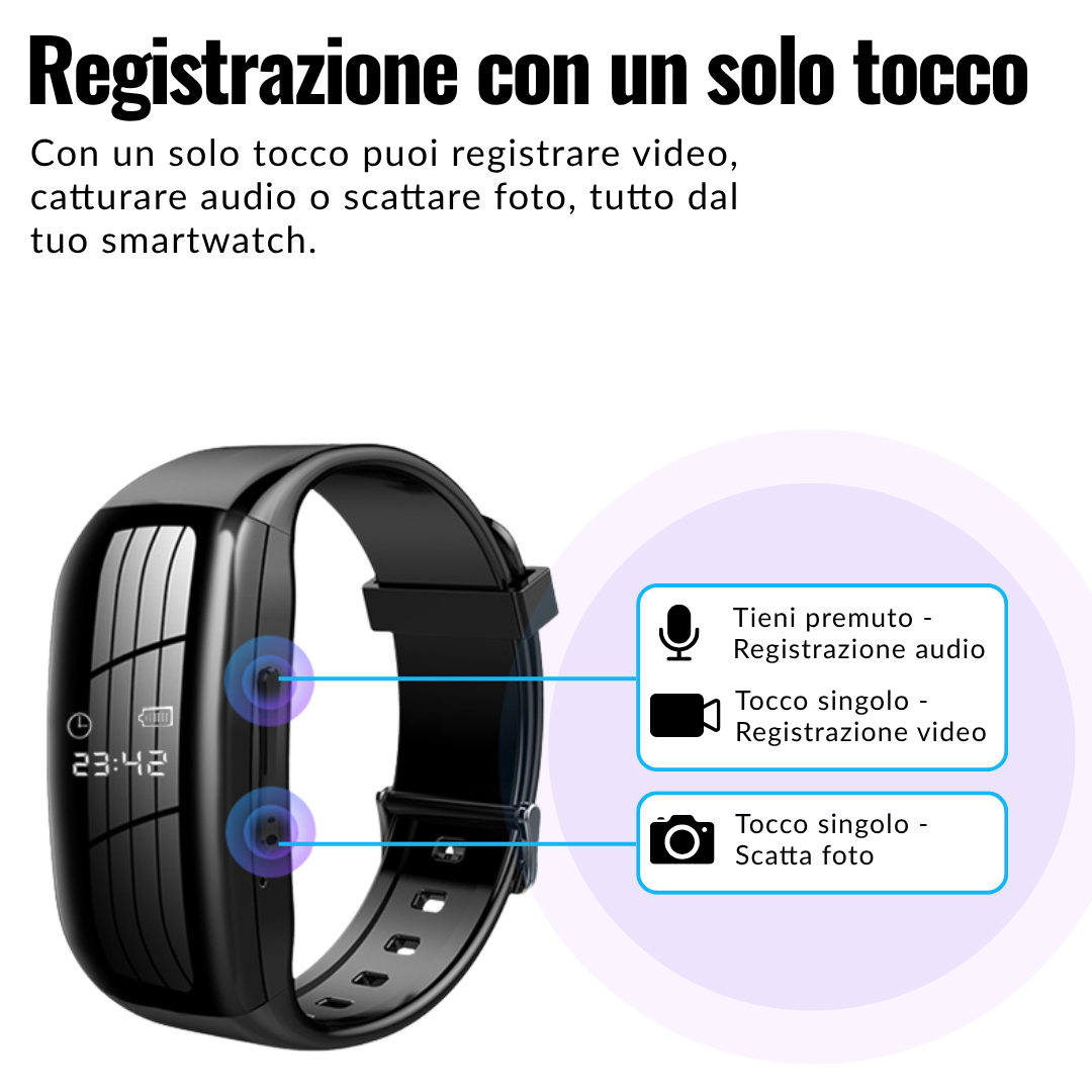 Sentinel 360™ - Smart watch registratore portatile 8 GB